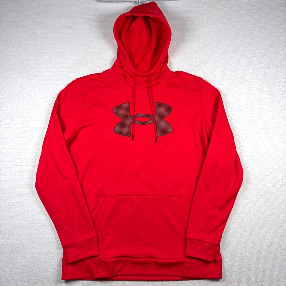 Under Armour Fleece Big Logo Hoodie Mens LGT (Large Tall) Red Polyester Pullover